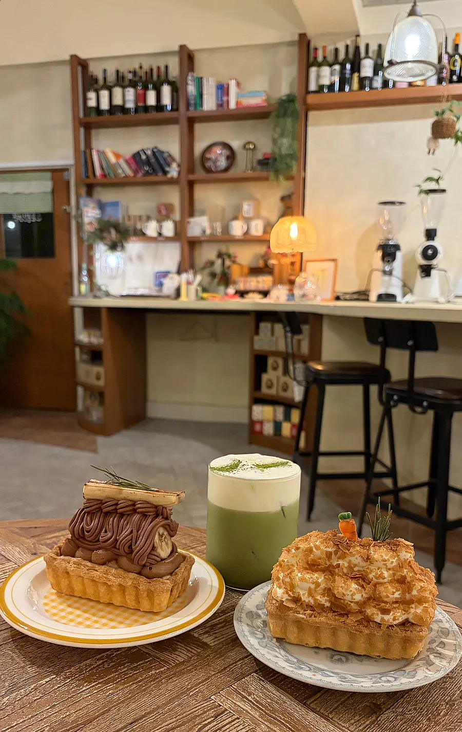 Carrot cream pie, banana nutella pie, and matcha latte spread