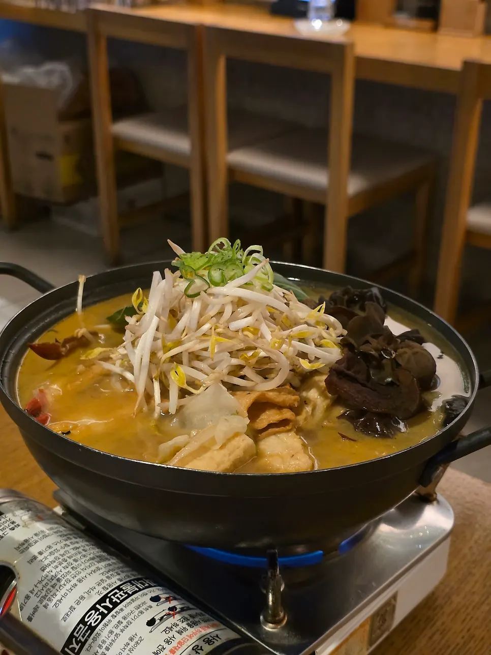 Pot of crab odeng-tang served at the table