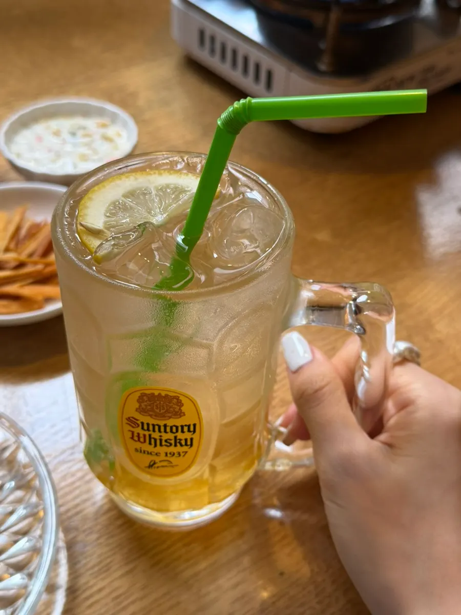 A glass of yuzu highball
