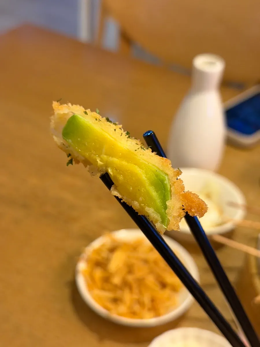 Tokkuri sake ordered alongside the kushikatsu
