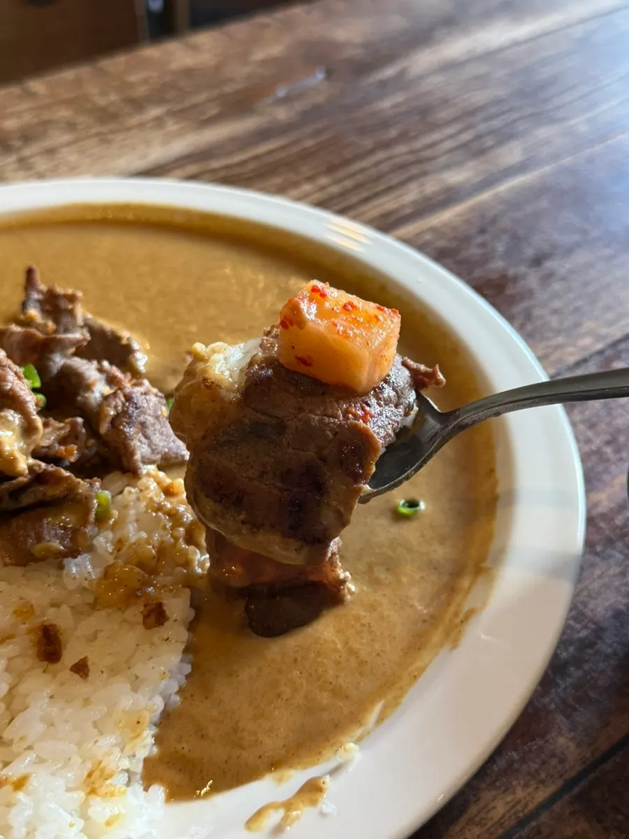 Close-up of the beef brisket cream curry