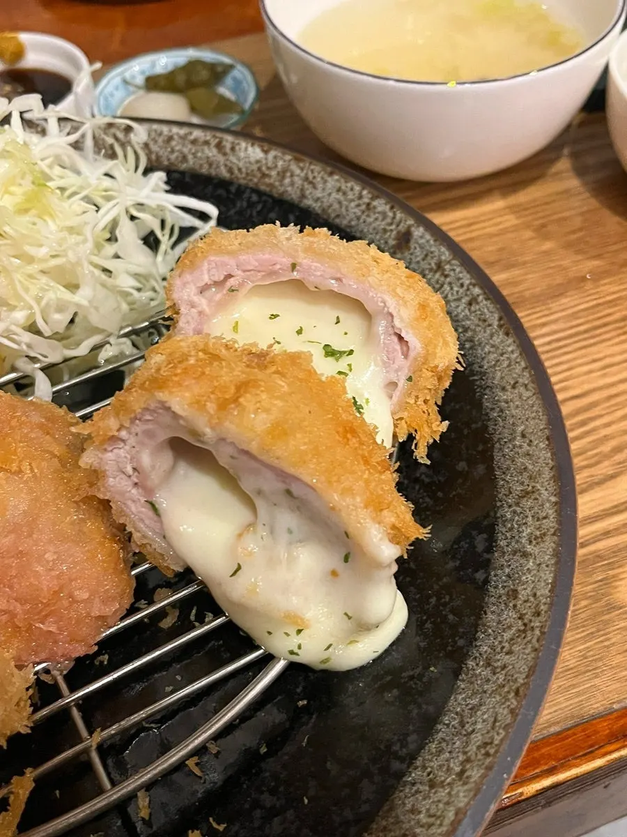A warm piece of cheese katsu