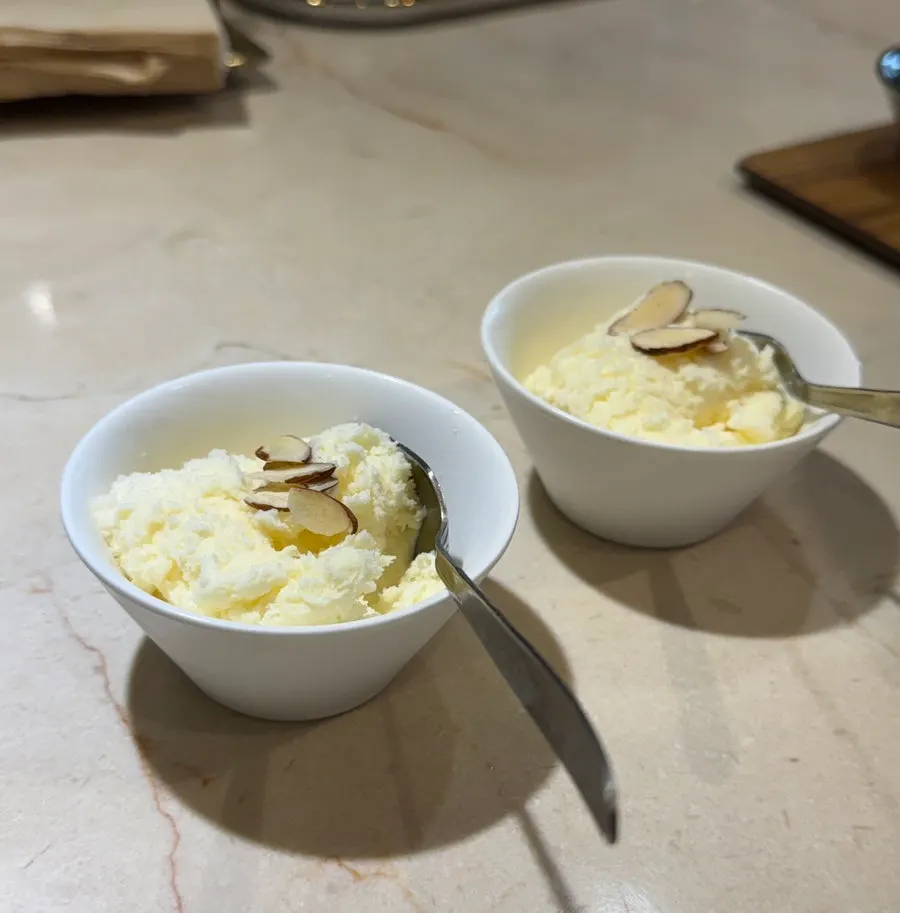 Vanilla ice cream served as an after-meal dessert