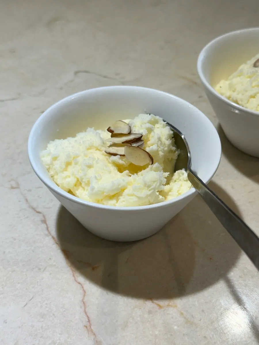 Vanilla ice cream provided after the katsu meal