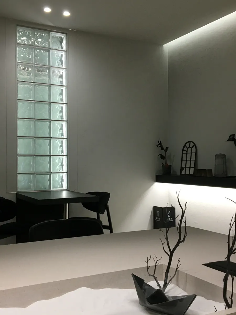 Café interior with window and bar seating