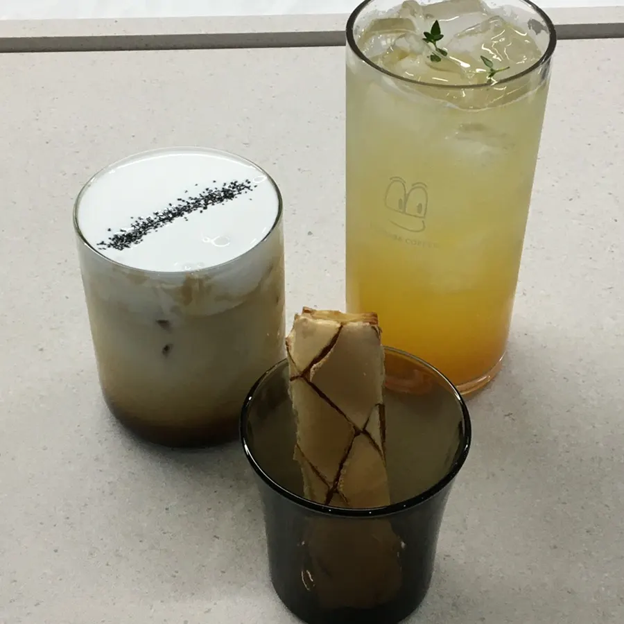 Ibaba Latte, mango ade, and Nunettine