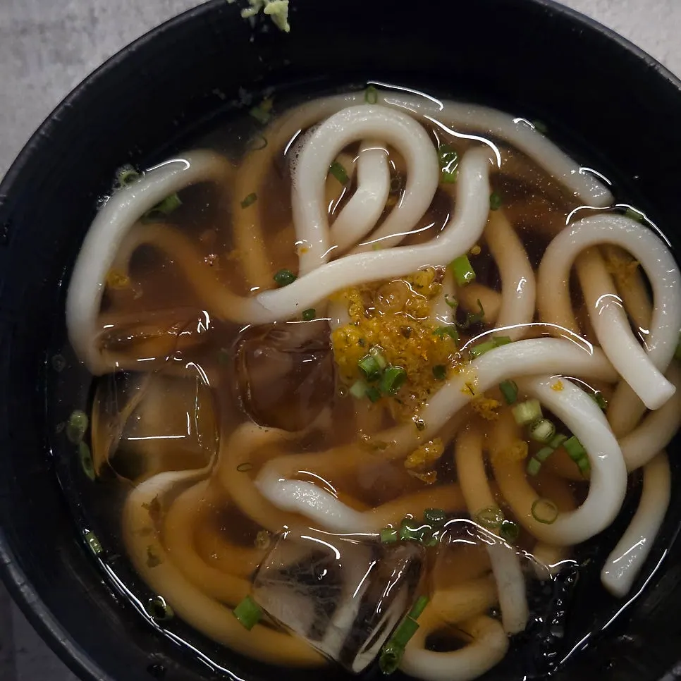 Cold udon served as a side dish