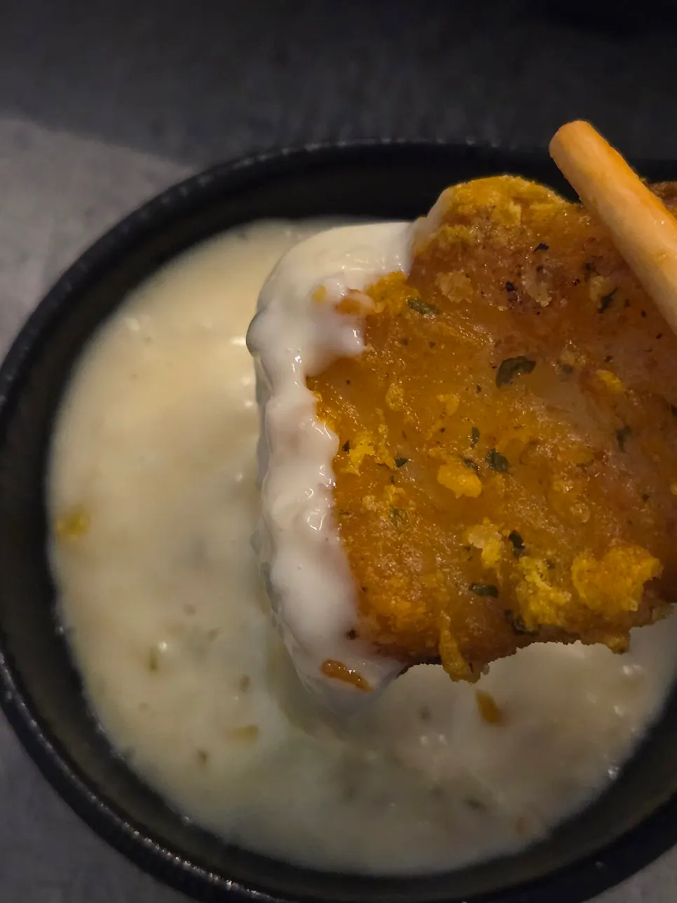 Fried food served with tartar sauce