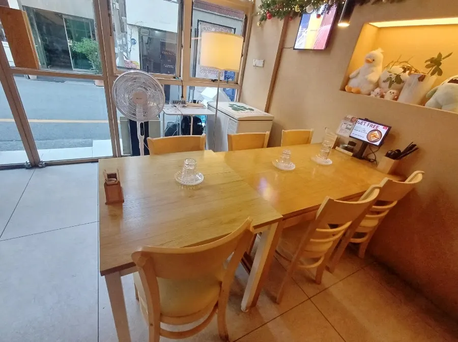 Six-person table inside the bar