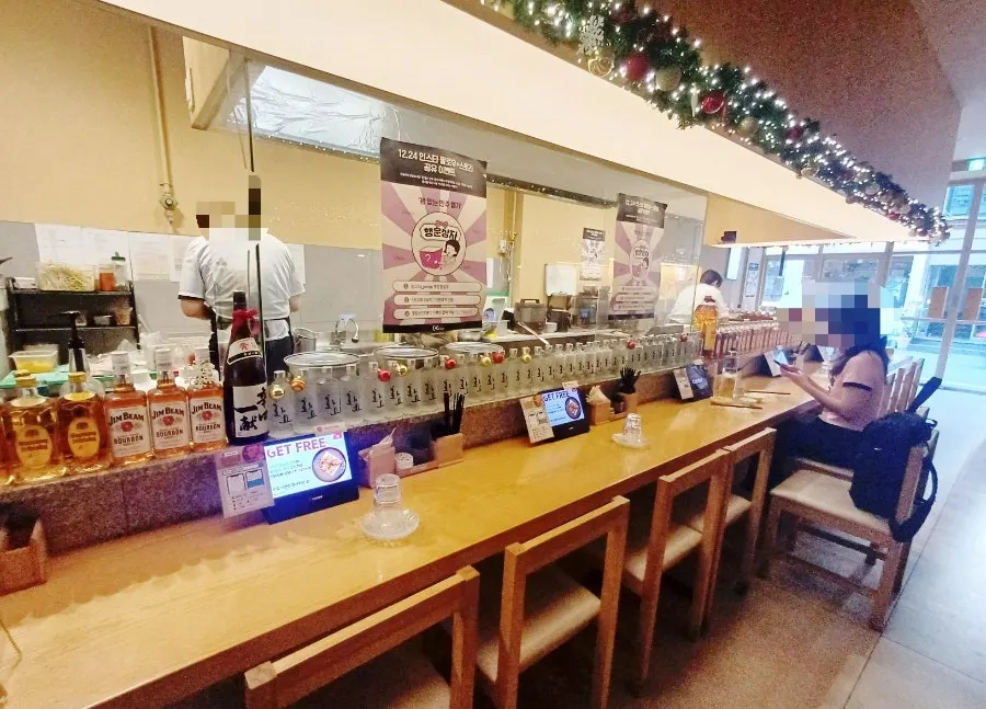 Open-kitchen bar seating