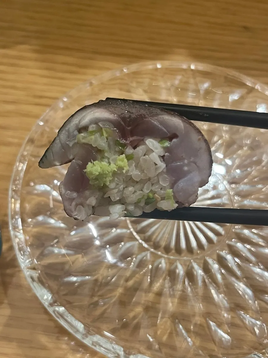 Asahi beer and mackerel pressed sushi