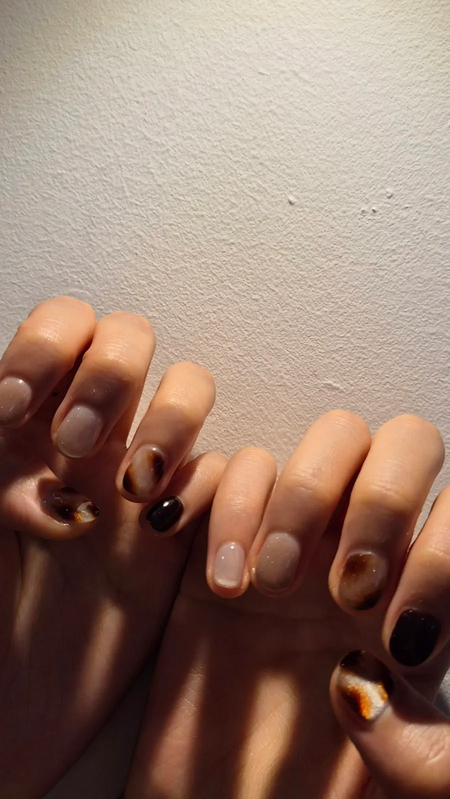 Brown fall nails with silver accents