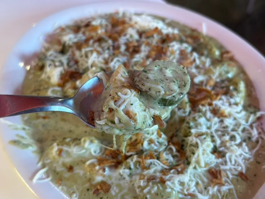 Basil gnocchi in basil cream sauce
