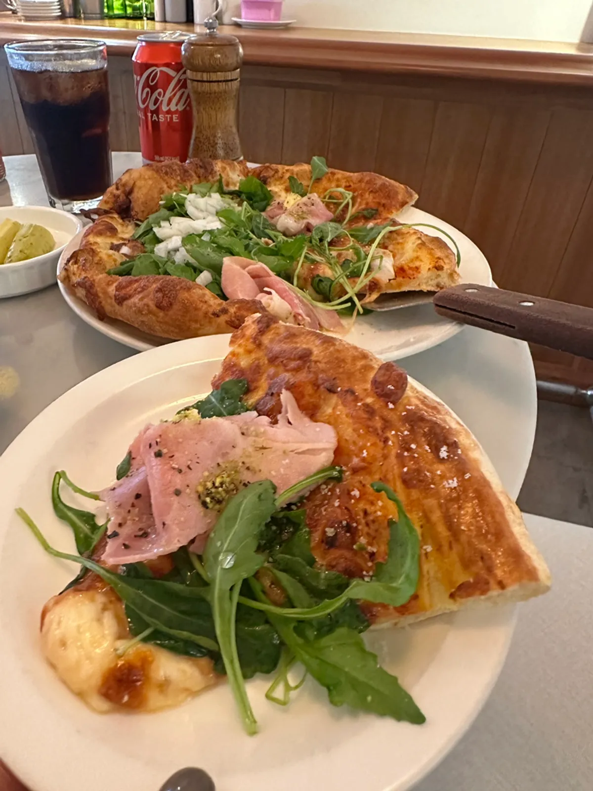 Salt-sprinkled slice of jambon-beurre pizza