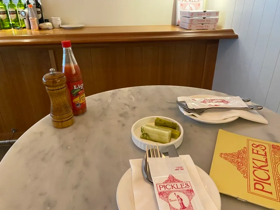 The handmade pickles served by default at Pickles