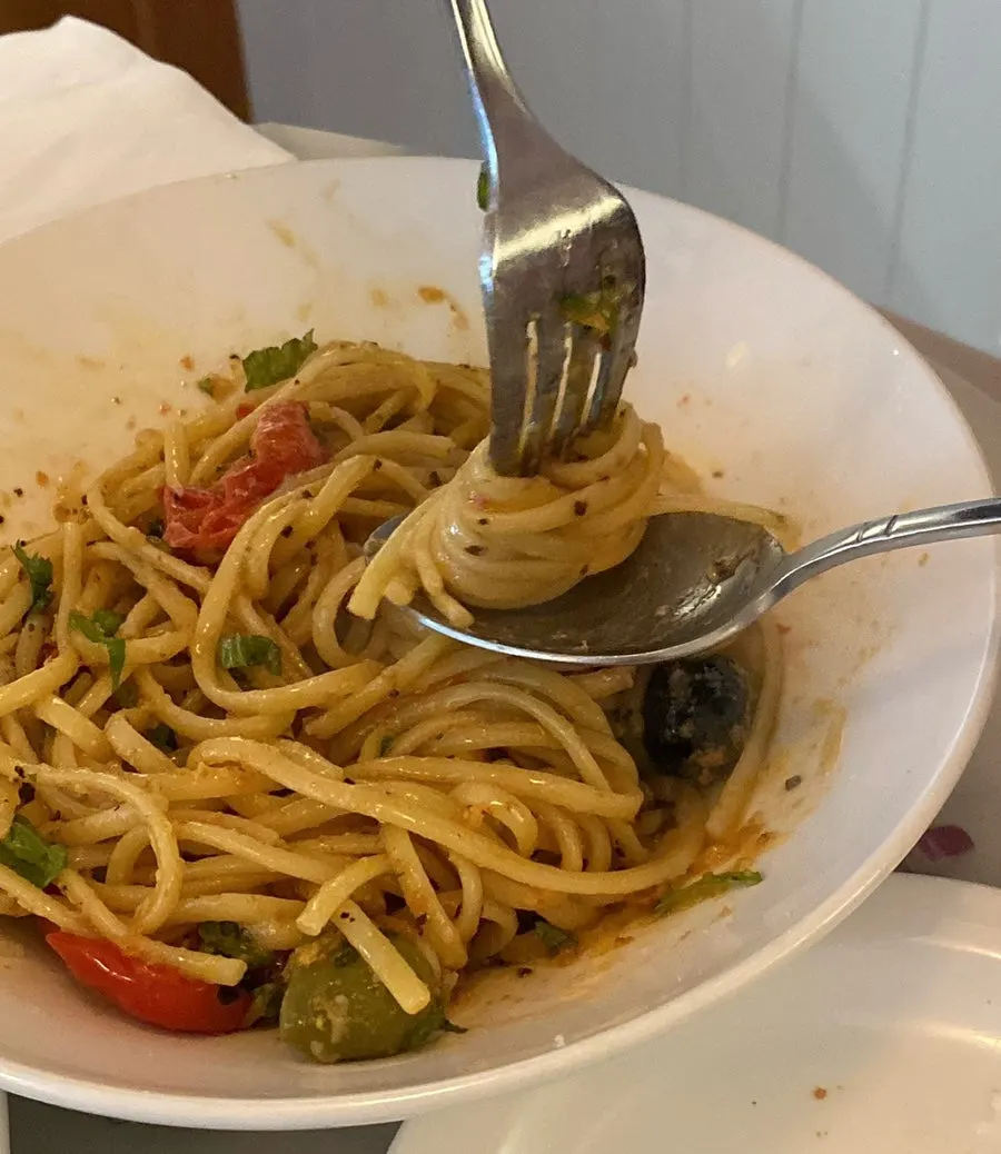 Puttanesca pasta with olives and capers