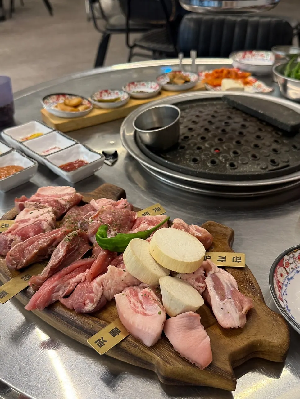 Pork specialty cuts with name tags attached