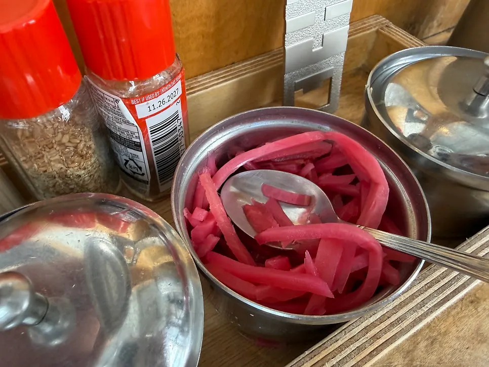 Self-serve side dish corner at Ryusenso