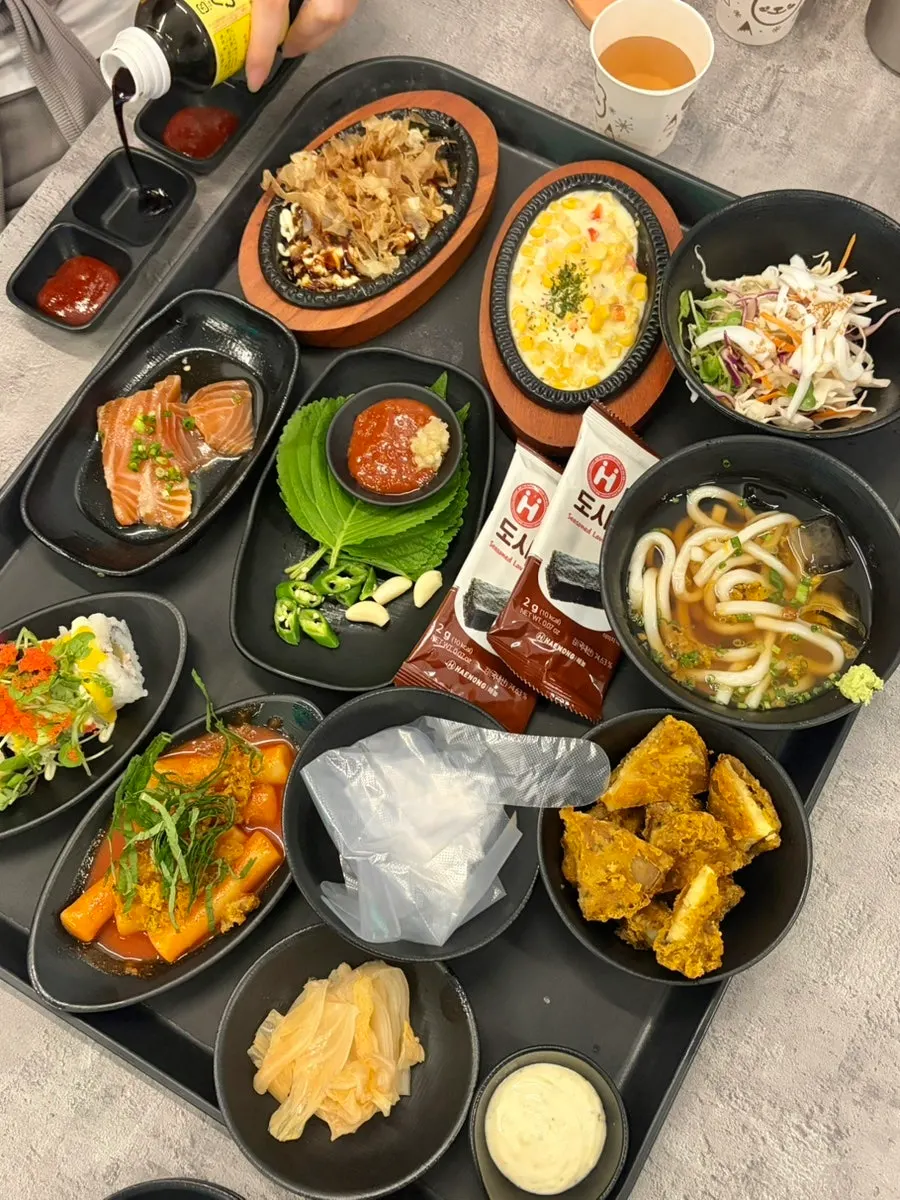 Side dish spread laid out before the main course