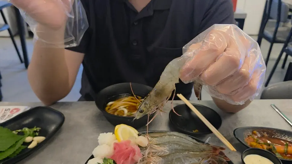 Raw shrimp on a plate