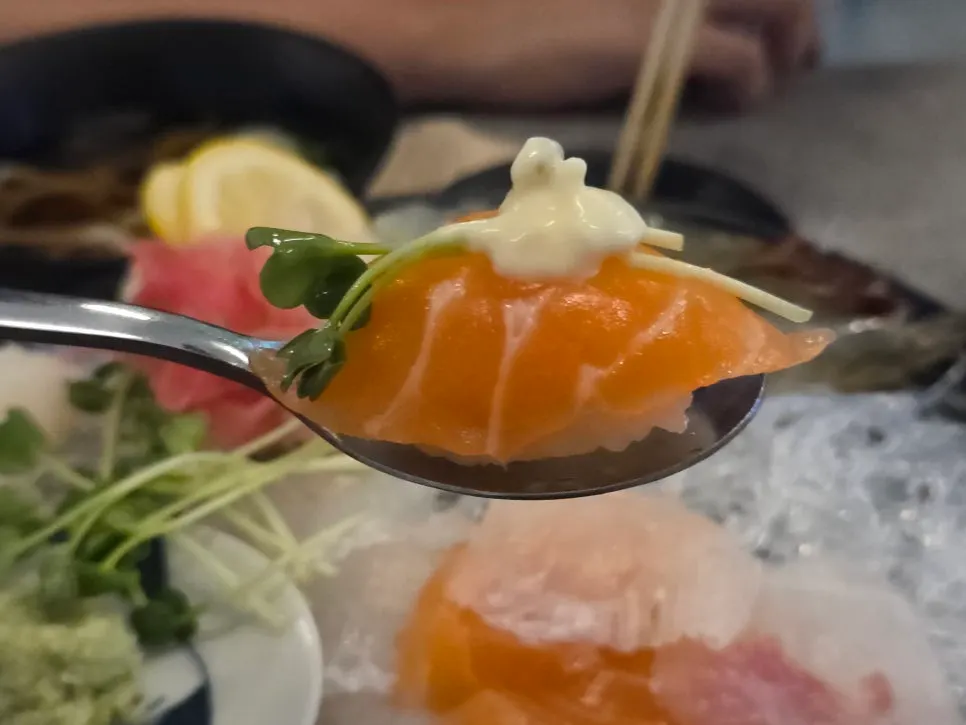 Thick-cut piece of aged sashimi