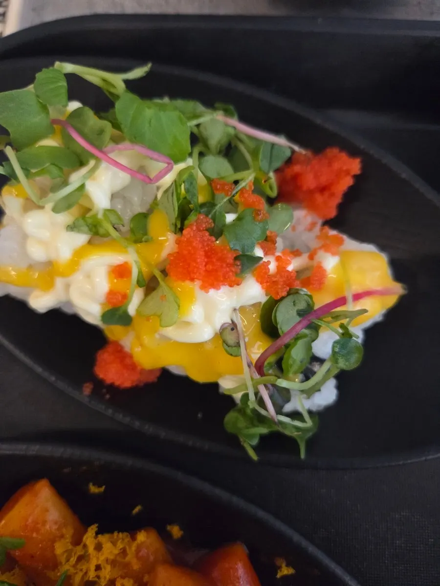 Fried squid and sweet potato side dish