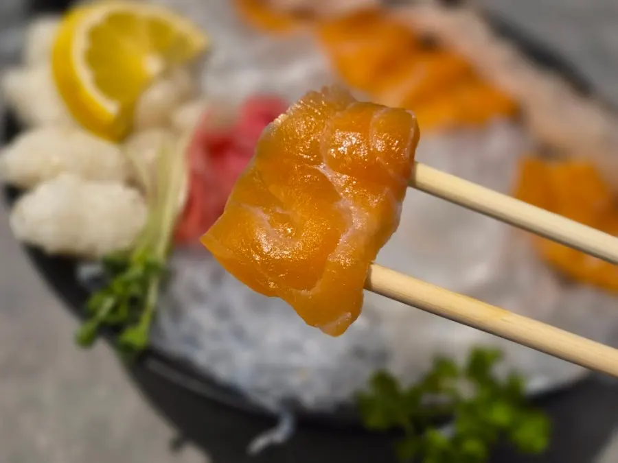 Salmon sashimi with wasabi