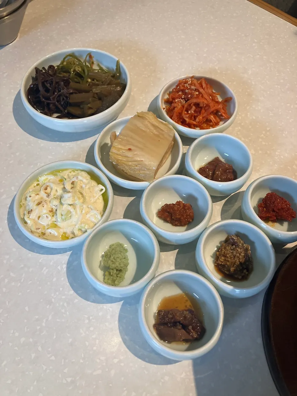 Plate with six different sauces