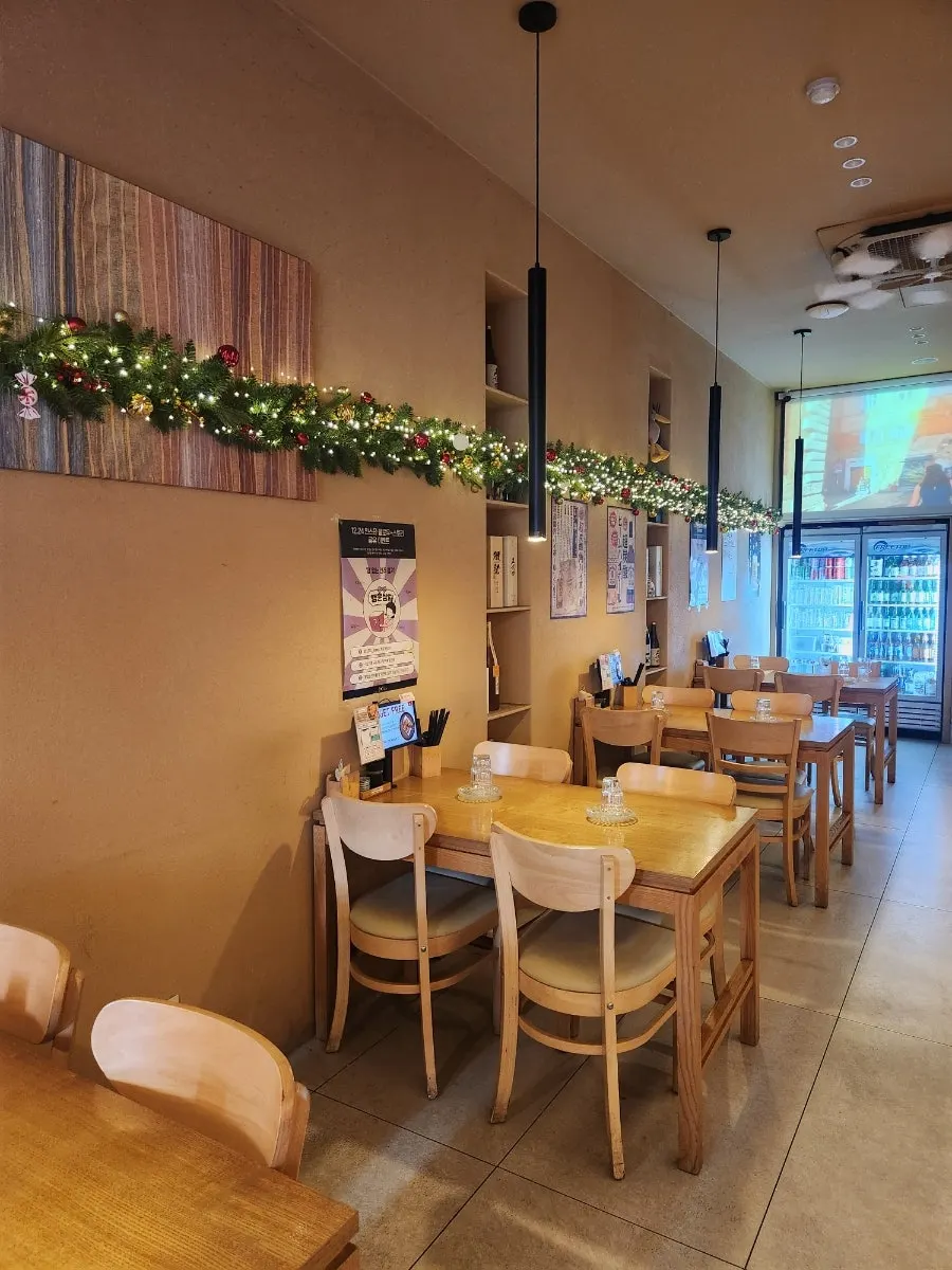 Warmly lit restaurant interior