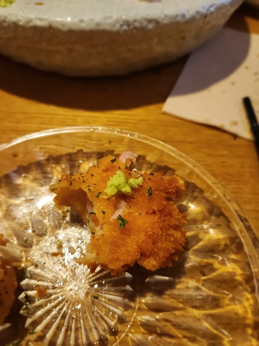 Vegetable, meat, and seafood kushikatsu