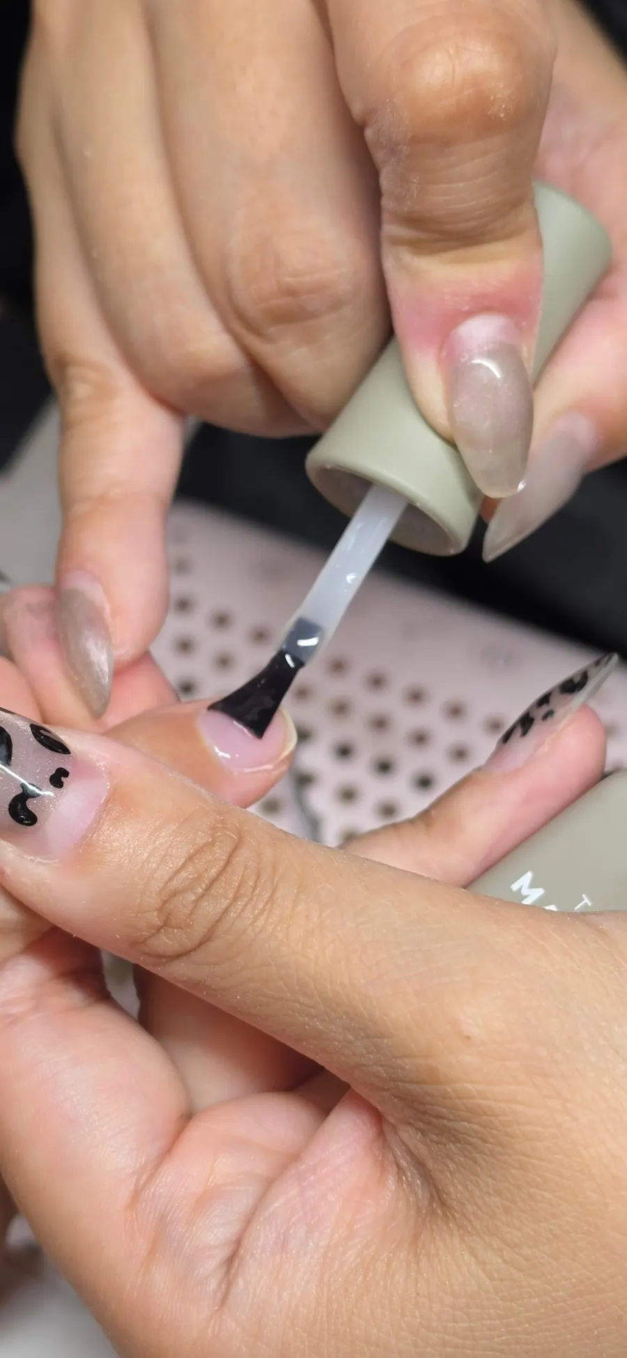 Basic care process trimming cuticles with nippers