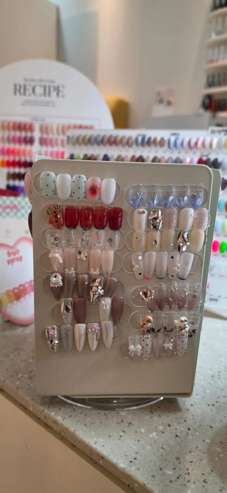 Finished pink travel nails ready for the Phu Quoc trip