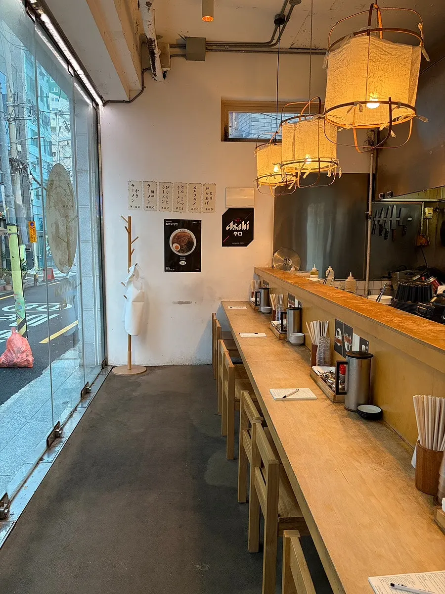 Ryusenso's open kitchen and bar seating