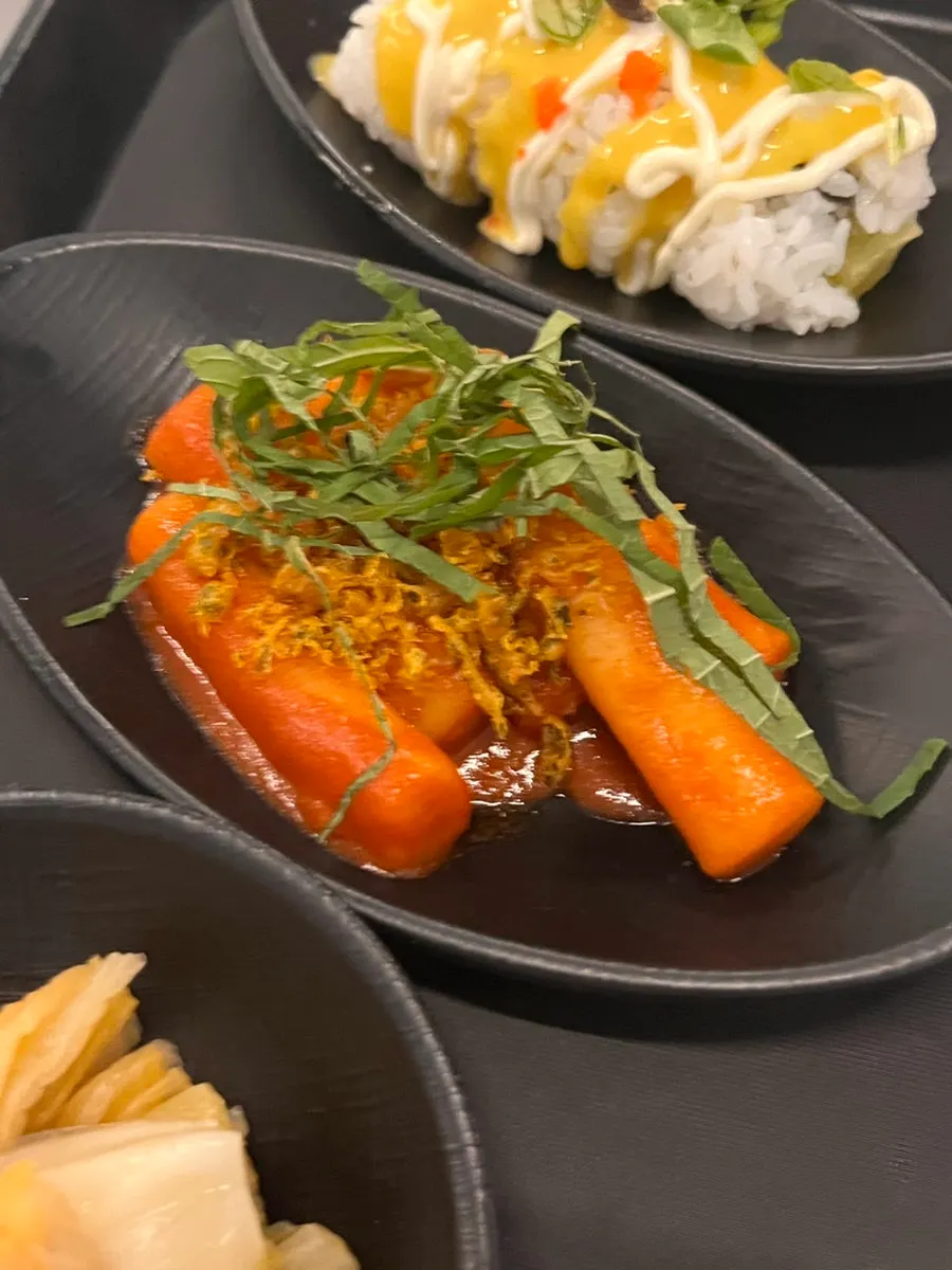 Crispy fried snacks and salad