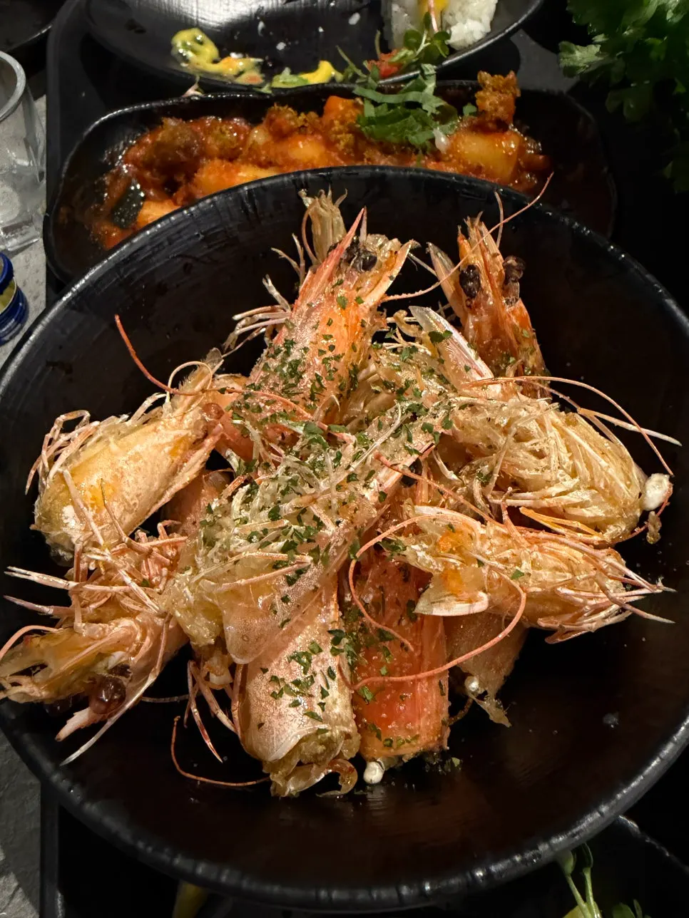 Crispy fried shrimp heads served hot