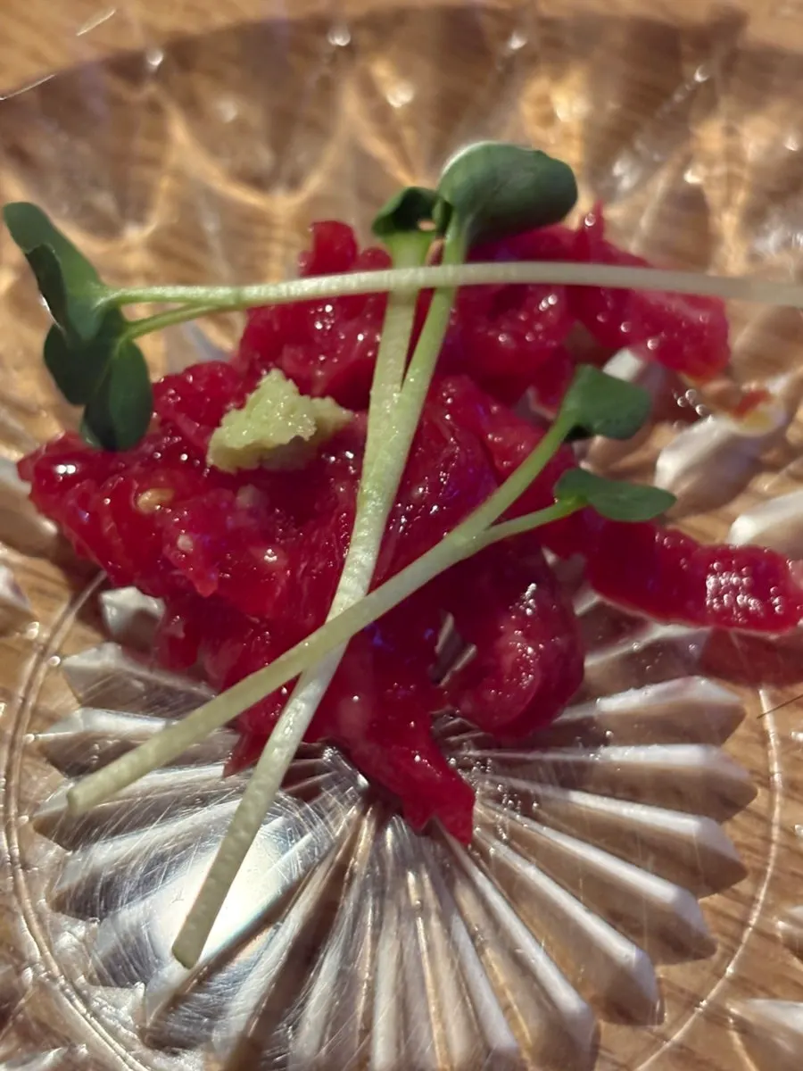 Korean beef tartare on a small plate