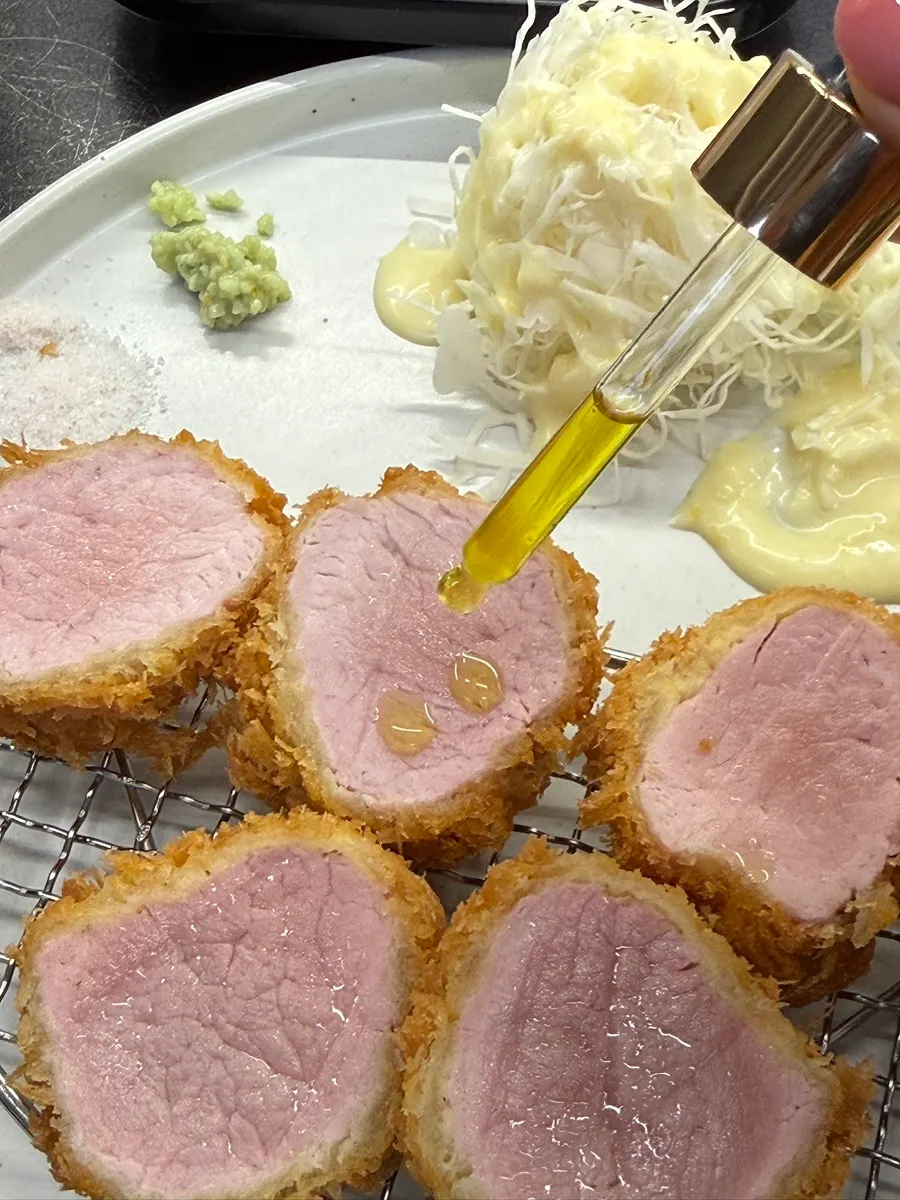 Katsu served with truffle oil drizzle