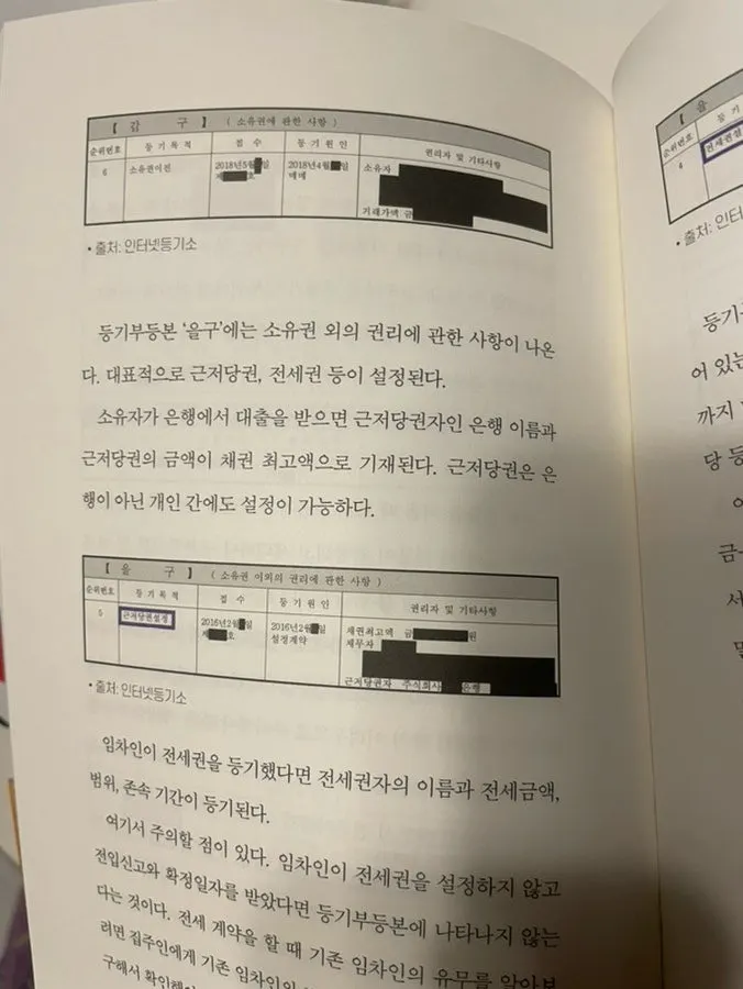등기부등본 해석 안내 페이지