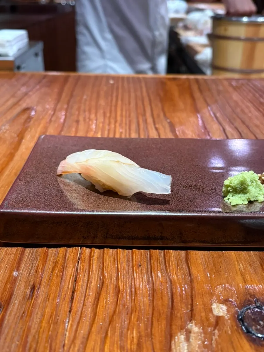 Squid sushi with sudachi citrus juice