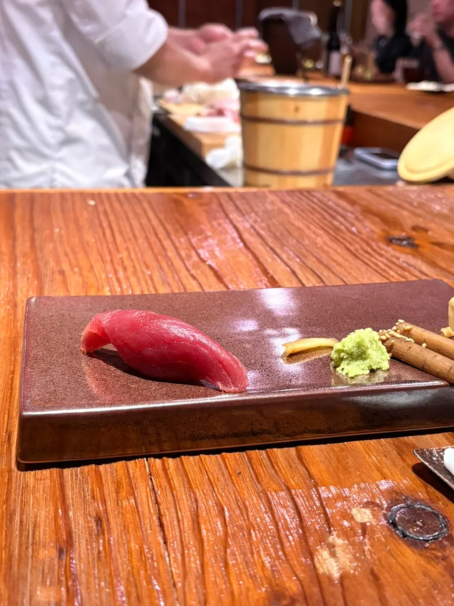 Soy-marinated tuna sushi