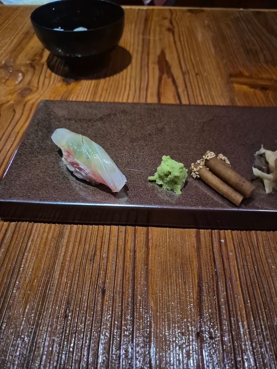 Flounder sushi, the first sushi of the course