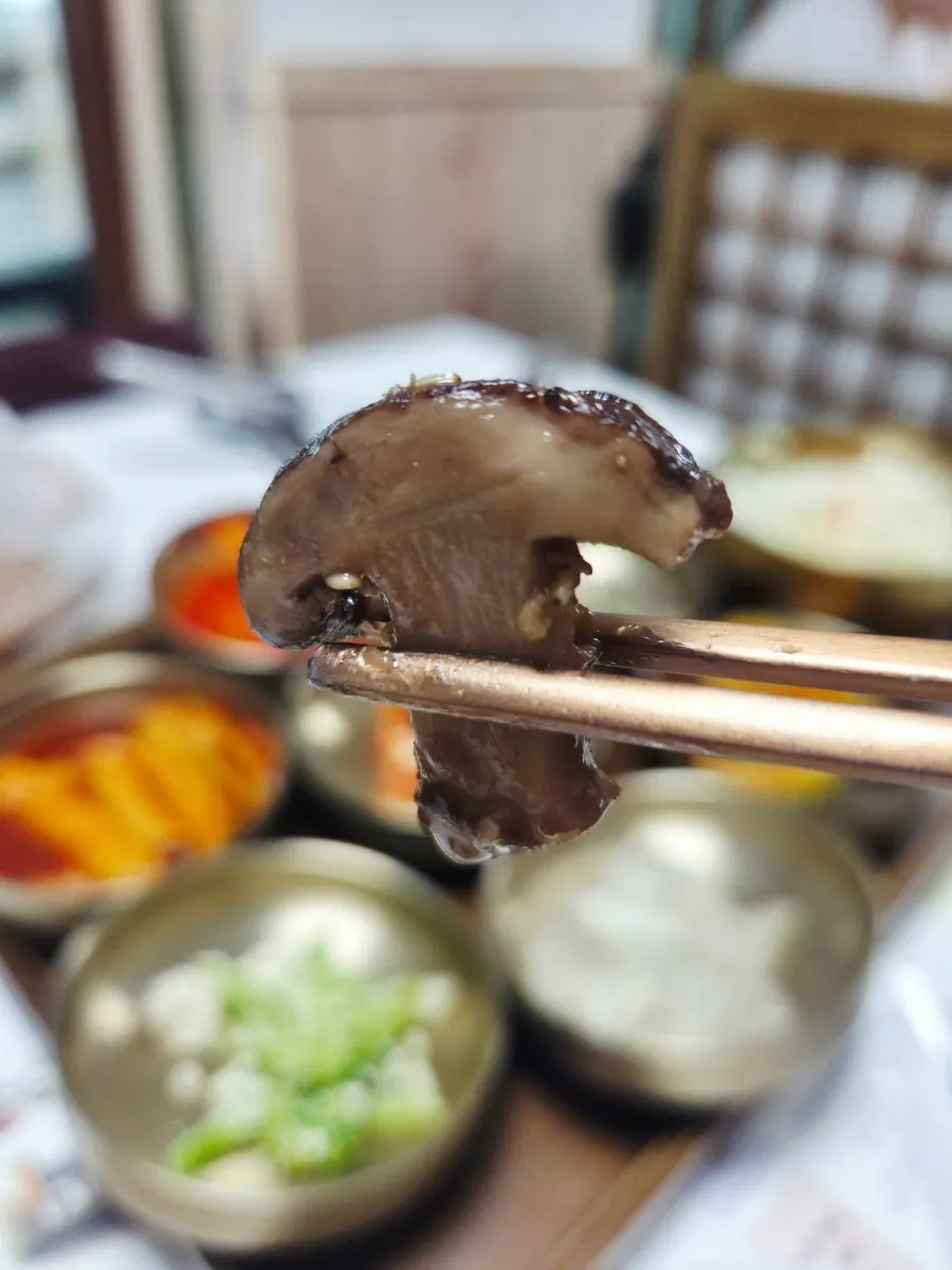 Close-up of banchan plates