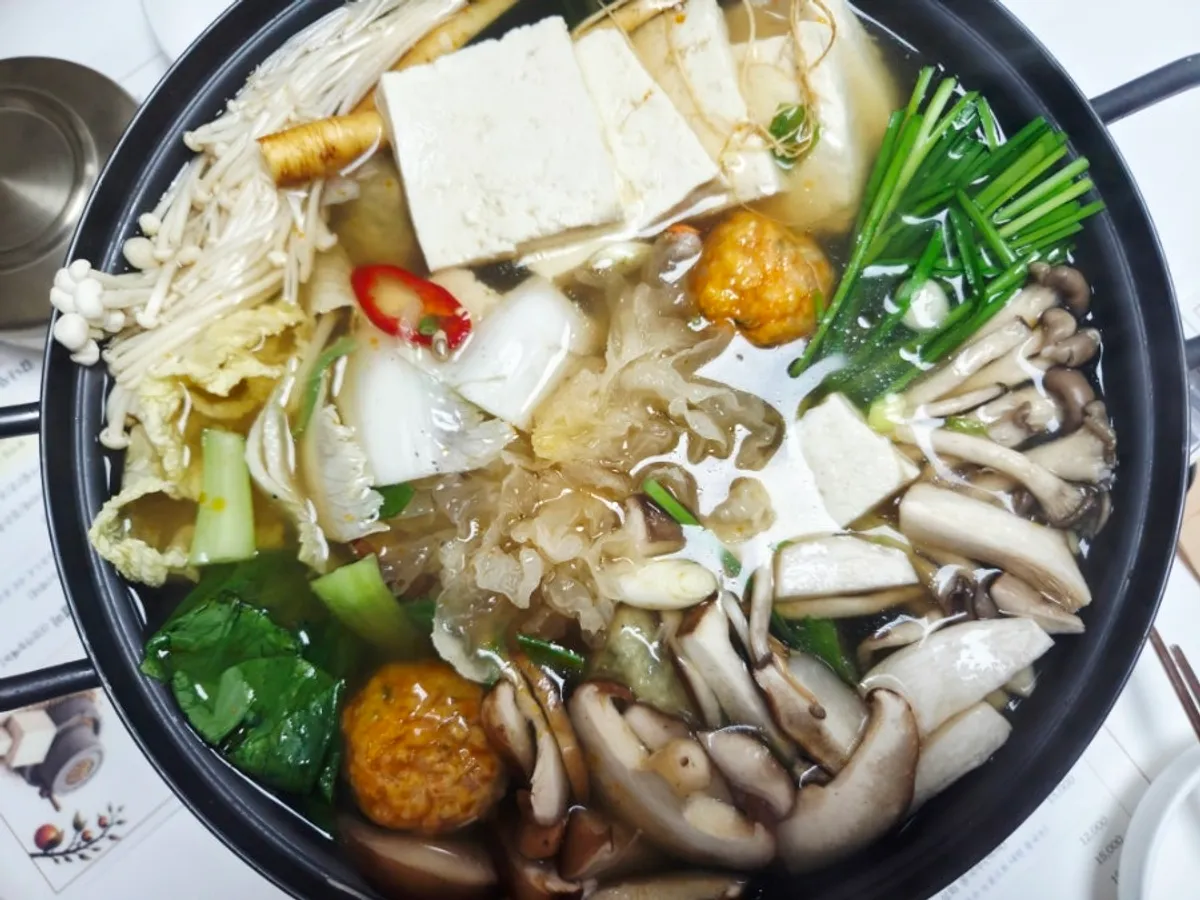 Gamnamu soft tofu hot pot for two, packed with ingredients