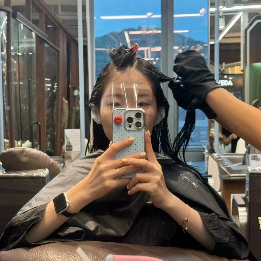 Start of the long layered perm treatment