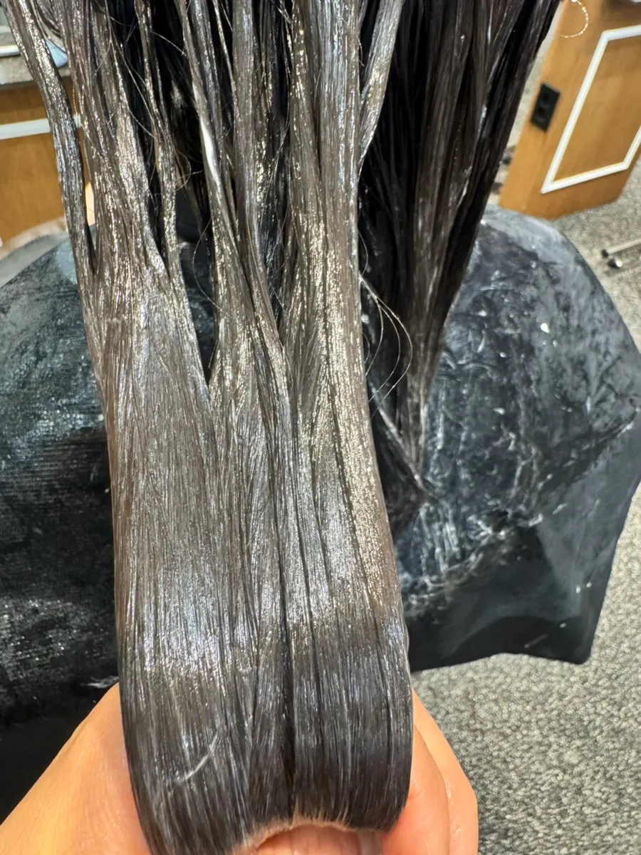 Hair condition midway through the perm process