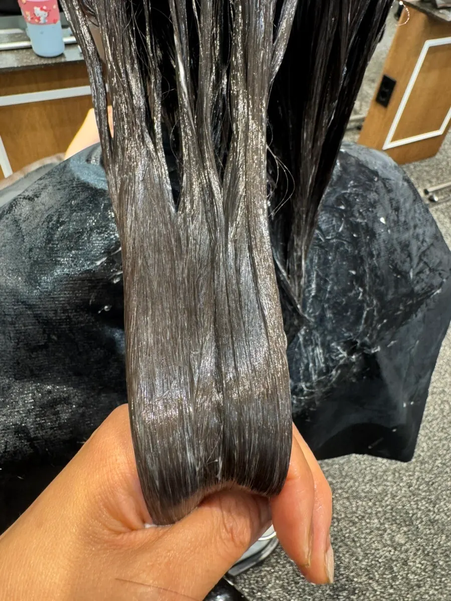 Hair during the clinic treatment done alongside the perm