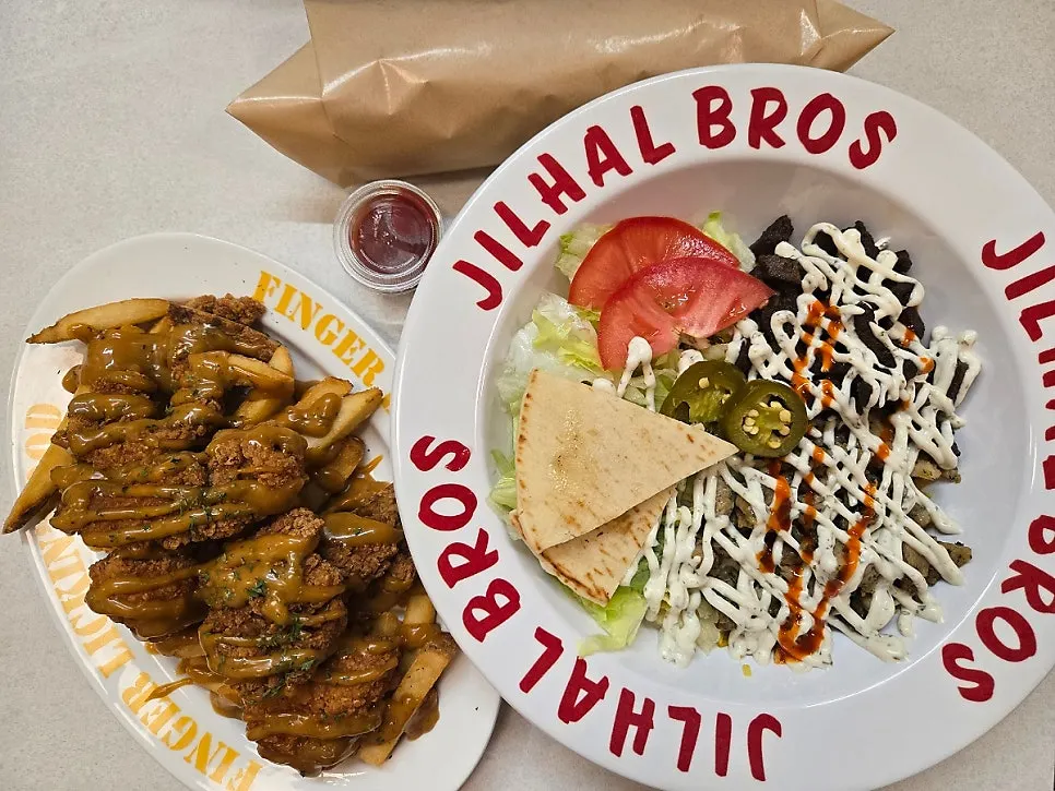 Combo rice and burrito set on the table