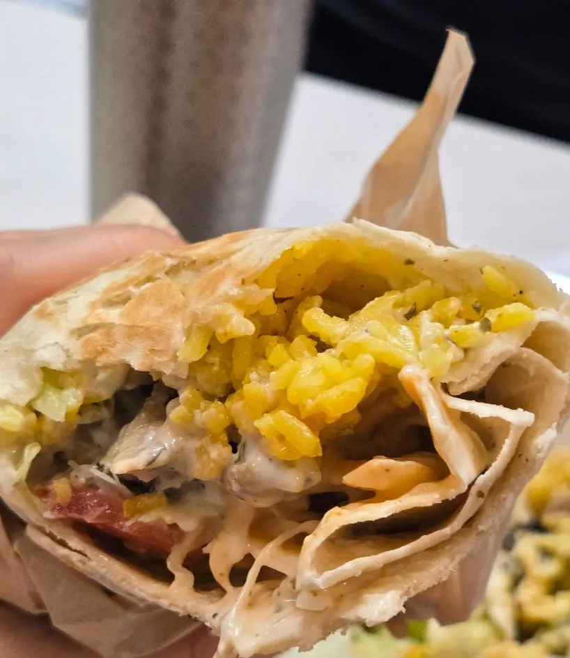 The hefty-sized chicken burrito