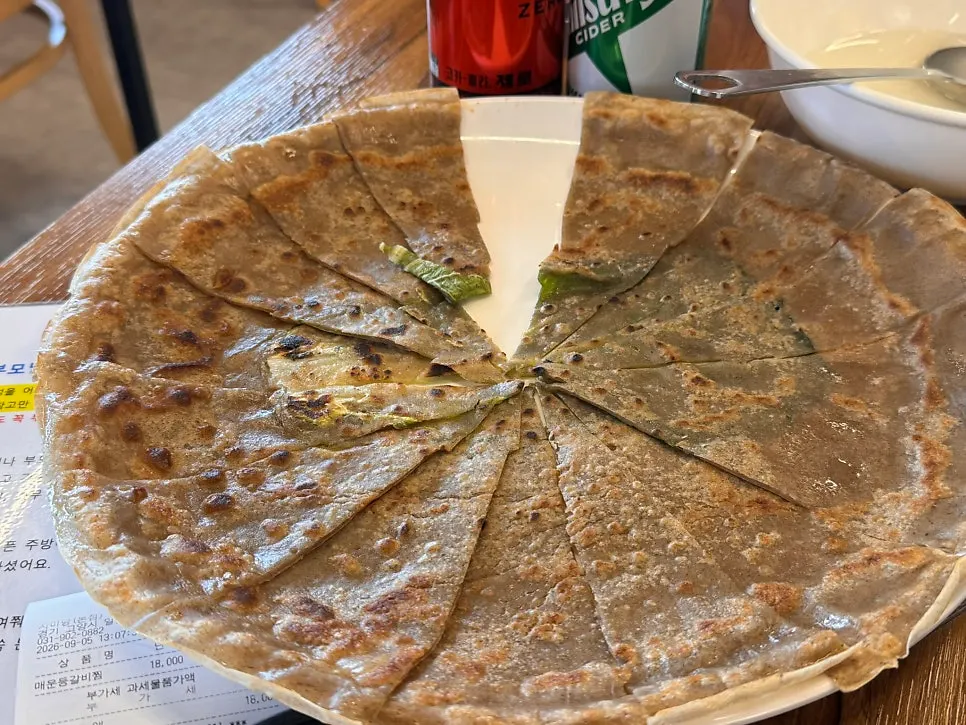 Plate of buckwheat pancake divided into slices