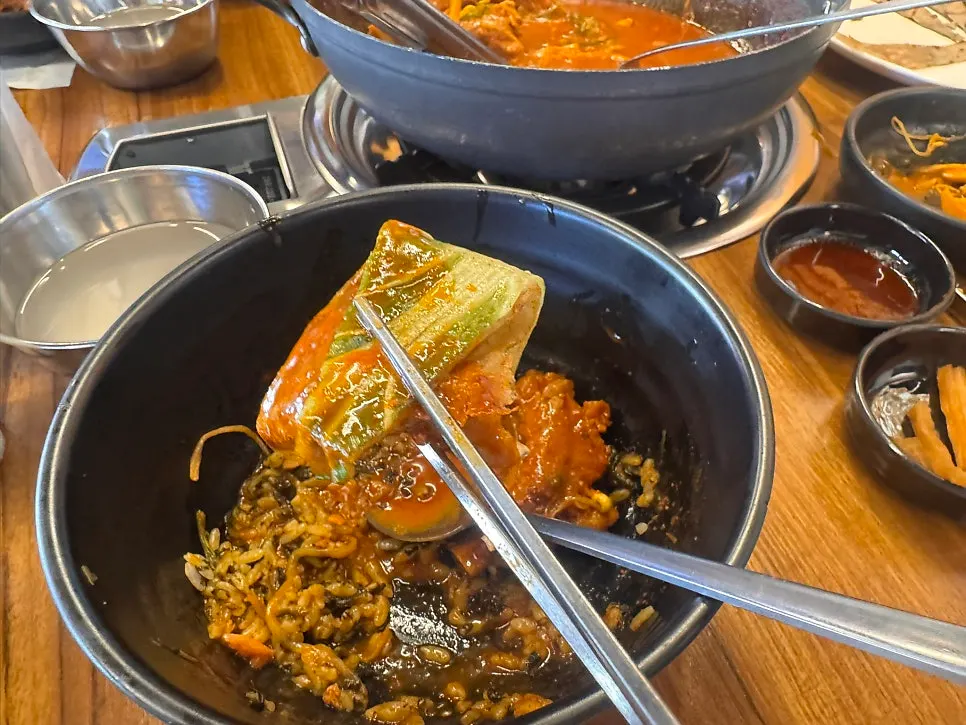 Main dish pan with deep, rich sauce soaked in
